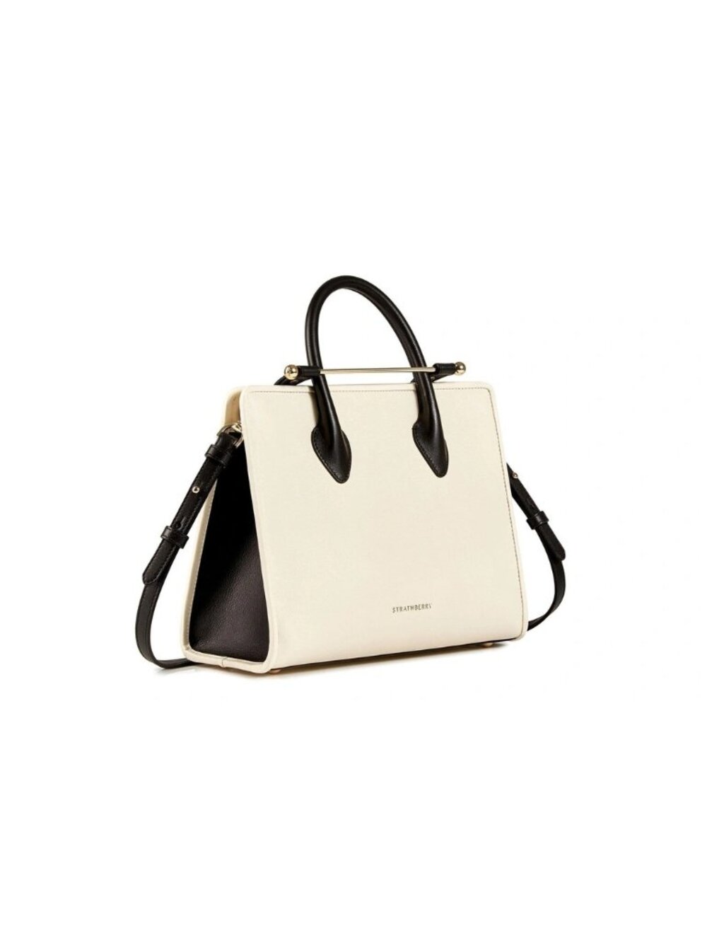 Strathberry Midi Tote Crossbody Handbag in Vanilla/Black